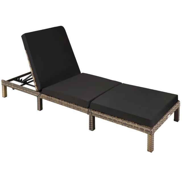 Sun Lounger Sofia with 6-step Adjustable Backrest, Thick Padding and UV-resistant Polyrattan Cream nature 1