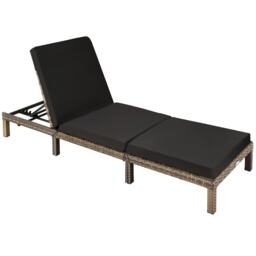 Sun Lounger Sofia with 6-step Adjustable Backrest, Thick Padding and UV-resistant Polyrattan Cream nature 1
