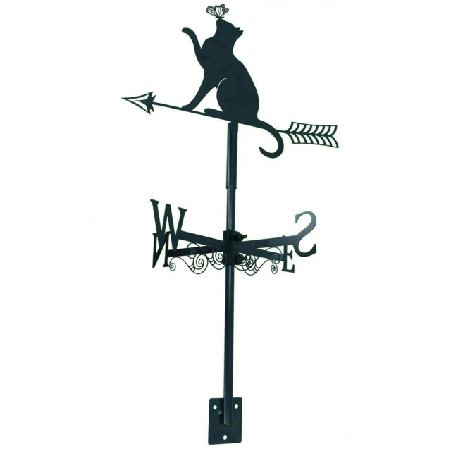 High Quality Black Metal Cat Silhouette Weather Vane Animal Lover Gift