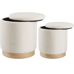 Stools Orchid Set of 2 - padded, boucle cover footstools, large storage space