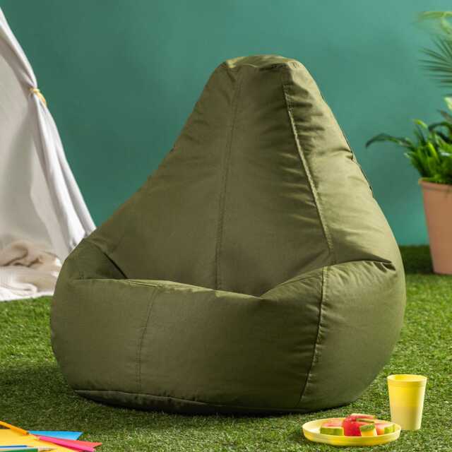 Icon Kids Dalton High Back Indoor Outdoor Bean Bag, Khaki