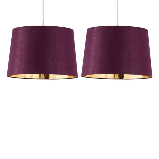 Set of 2 Zoey - Burgundy with Gold 28cm Pendant or Lamp Shades Red Gold Medium 2
