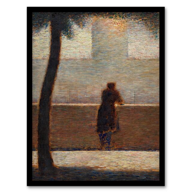 Georges Seurat Framed Wall Art Print Man Leaning on a Parapet Home Décor