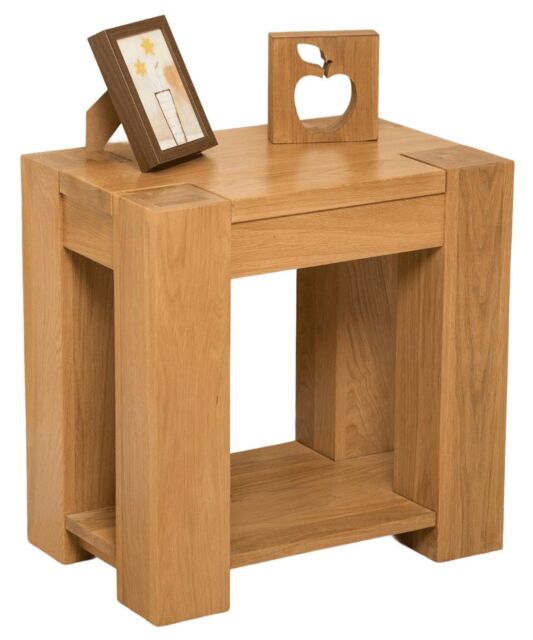 Kuba Solid Oak Lamp Table for Living Room Brown Light Oak