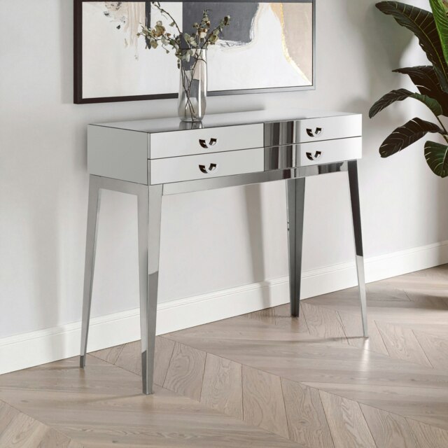 Interiors by Premier Lure 4 Drawers Console Table Silver