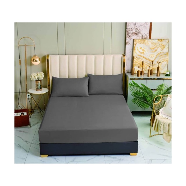 Groundlevel Egyptian Cotton Fitted Sheet Premium Luxuriously Soft Breathable Decor Grey