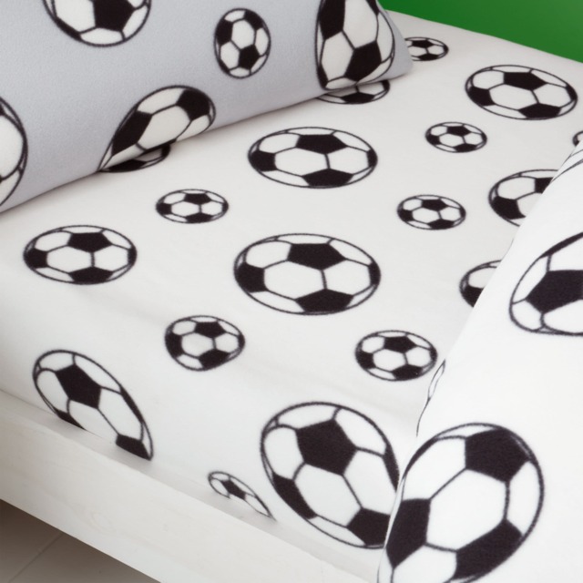 Catherine Lansfield Cosy Football Fleece Fitted Sheet White Single