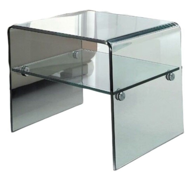 Luna Clear Glass Side Table for Living Room Clear Clear