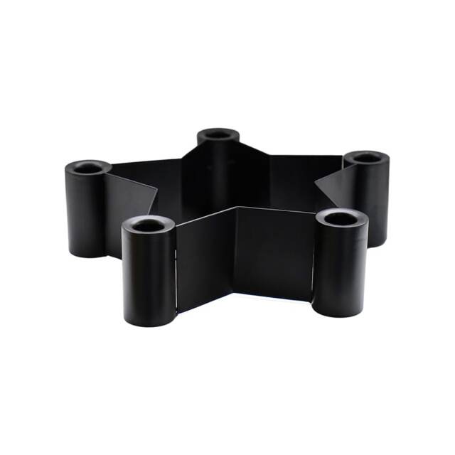Star Shaped Centrepiece Dinner Candle Holder - Mild Steel - L25 x W25 x H7 cm - Black Black