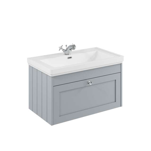 Balterley Wall Hung 1 Drawer Unit with Classic Basin 1 Tap Hole Grey 431 x 800 x 453mm