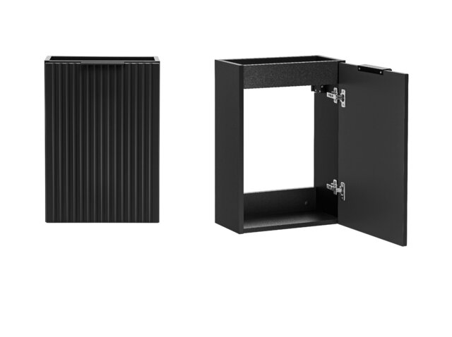 Cloakroom Vanity Unit Small Sink Wall Cabinet Slimline Black Ribbed 400mm Adel