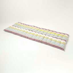 Homescapes Garden Bench Cushion Luxury 3 Seater Cotton Stripe Indoor Outdoor Seat Pad Green 143 x 48 cm 1