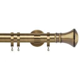 35mm Fixed Length Metal Curtain Pole Set Antique Brass Trumpet Finial 400cm Bronze Bronze
