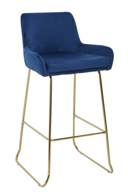 Tamzin Blue Velvet Bar Chair With Low Arms Blue Blue