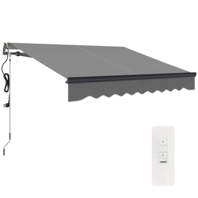 Outsunny 2.5 x 2m Electric Retractable Awning w/ Aluminium Frame Dark Grey Grey 1