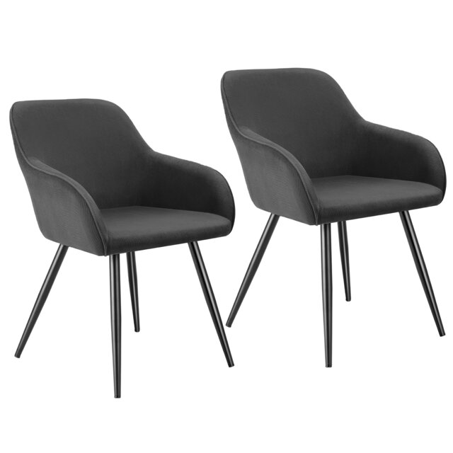 Dining Chair Marilyn - corduroy look, upholstered, armchair, continuous backrest Grey anthracite/black 2
