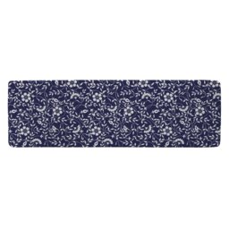 White Flowers On Navy Runner Rug Multi