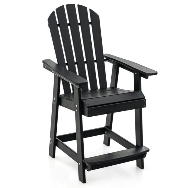 COSTWAY Adirondack Bar Stool Garden Counter Height Stool Black Black