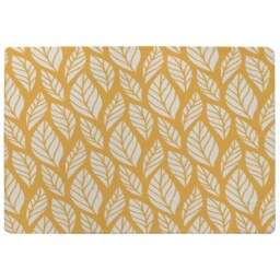 White Leaf Pattern On Orange Rug Multi