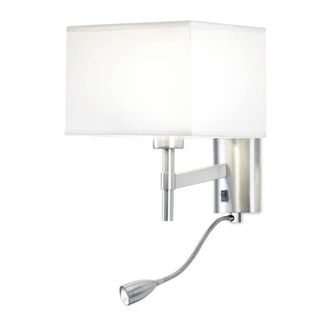 Bristol LED 2 Light Indoor Wall Light Satin Nickel with Reading Lamp, E27 - Special Offer