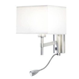 Bristol LED 2 Light Indoor Wall Light Satin Nickel with Reading Lamp, E27 - Special Offer
