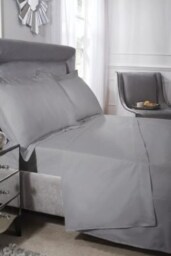 400 Thread Count Cotton Collection Flat Sheet in Silver - Single