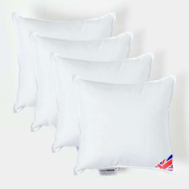 "Homescapes Luxury Super Microfibre Cushion Pad Insert Inner 35 x 35 cm (14 x 14 inches) - Pack of 4 White 35 x 35 cm (14 x 14"")"