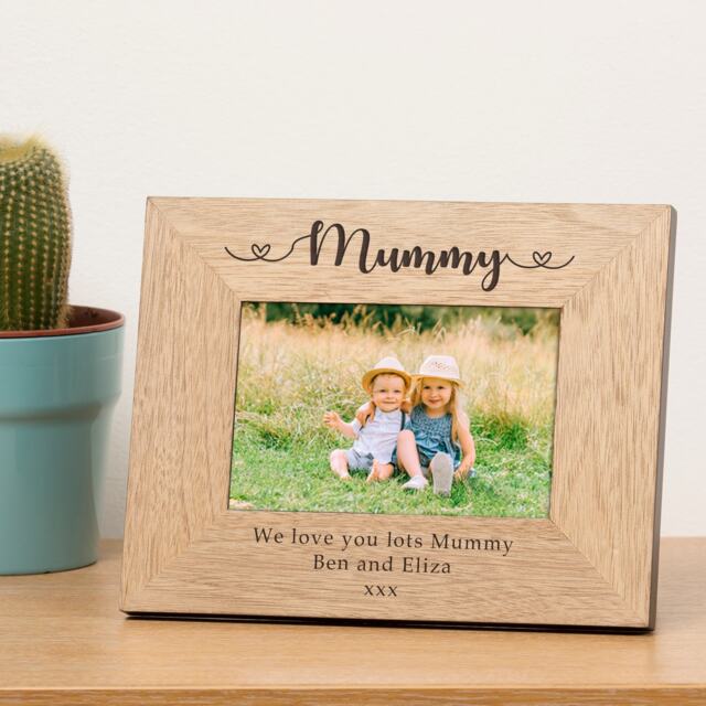 Personalised Mummy Wood Picture Frame 6x4 Mothers Day Gift for Mum