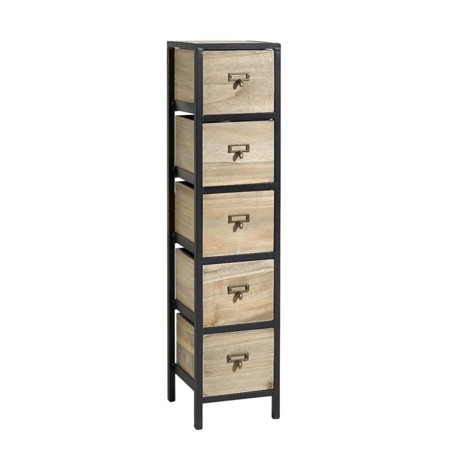 Wooden Storage Units Drawer Chest Water Hyacinth Basket Organiser Brown