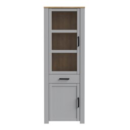 Bohol Narrow Display Cabinet inc. 2x LED Lights in Riviera Oak/Grey Oak
