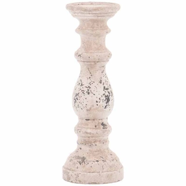 Column Candle Holder - Ceramic - L14 x W14 x H38 cm - Stone Cream