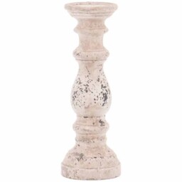 Column Candle Holder - Ceramic - L14 x W14 x H38 cm - Stone Cream