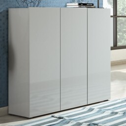 FURNICOMP Vida 3 Door 120cm Grey Gloss 30 Pair Large Shoe Cabinet