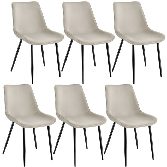 Dining Chair Monroe - padded, velvet look, ergonomic seat, black steel legs Cream cream 6