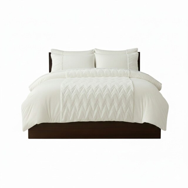 Zig Zag 3D Teddy Duvet Cover Set Ultra Soft Teddy Fleece Bedding with Pillowcases Cream Super King