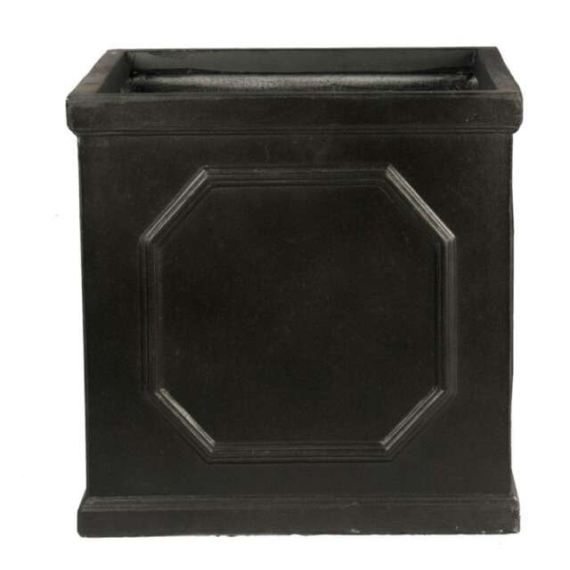 Faux Lead Chelsea Box Square Dark Grey Light Stone Garden Planter W22 H22 L22 cm, 11 ltrs Cap.