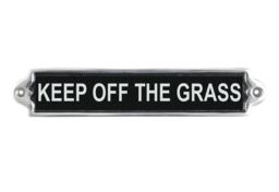 """Keep Off The Grass"" Wall Plaque - Aluminium - L1 x W25 x H6 cm"