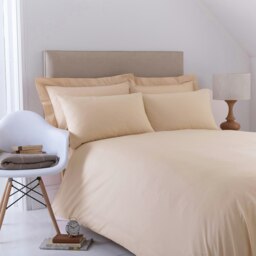Charlotte Thomas Poetry Plain Dyed Single Biscuit Duvet Cover Set - 137 x 200cm Cream Biscuit Single