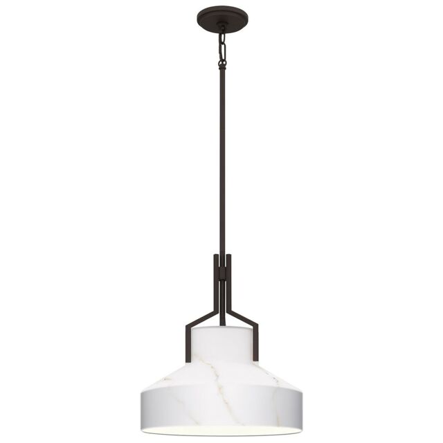 Quoizel Brecken Dome Pendant Ceiling Light Classic Old Bronze and Cased Opal glass Shade 2x E27