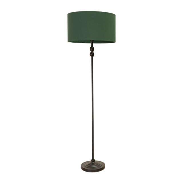 ValueLights Maggie Black Candlestick Floor Lamp Green Shade Green
