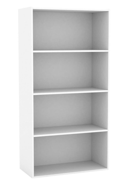 Wide 4-Tier Bookcase White 1
