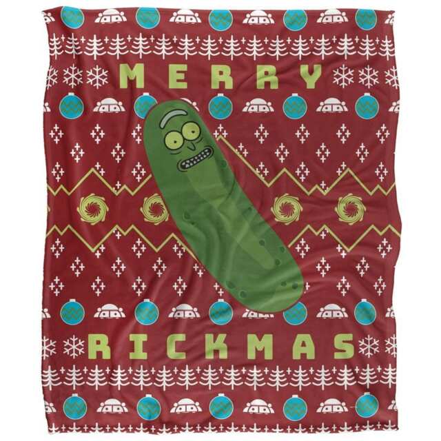 Rick And Morty Merry Rickmas Pickle Rick Christmas Blanket - Multicoloured - One Size