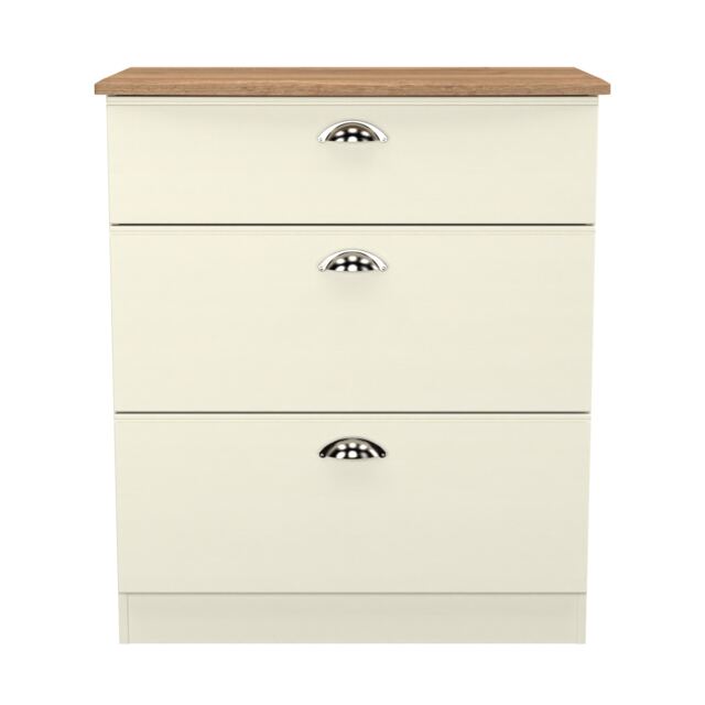 Albert 3 Drawer Deep Chest of Drawers in Cream Ash & Riviera Oak (Ready Assembled) Cream Cream Ash & Riviera Oak