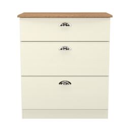 Albert 3 Drawer Deep Chest of Drawers in Cream Ash & Riviera Oak (Ready Assembled) Cream Cream Ash & Riviera Oak