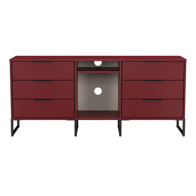 Beijing 6 Drawer Sideboard in Red Matt (Ready Assembled) Red Red Matt