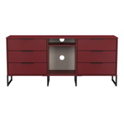 Beijing 6 Drawer Sideboard in Red Matt (Ready Assembled) Red Red Matt