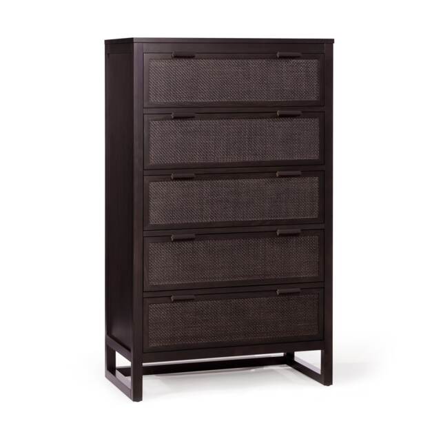 Teamson Home Hatteras Chest of Drawers 5 Drawer Bedroom Dresser, Espresso
