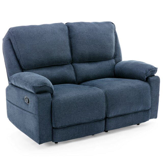 Sydney 2 Seater Fabric Manual Recliner Sofa (Blue)