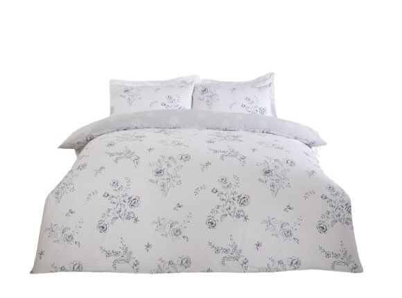 PH Sadie Floral Polycotton Reversible Duvet Cover Set with Pillowcase Blue Super King 1