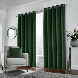 Luxury Enhanced Living Green Velvet, Supersoft, Blackout, Thermal Pair of Curtains with Eyelet Top - 46 x 72 inch (117x183cm) Green Green 2